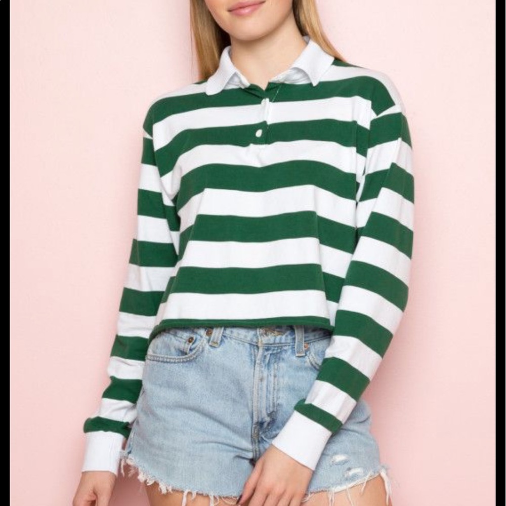 Green and white striped brandy long sleeve top🤍💚